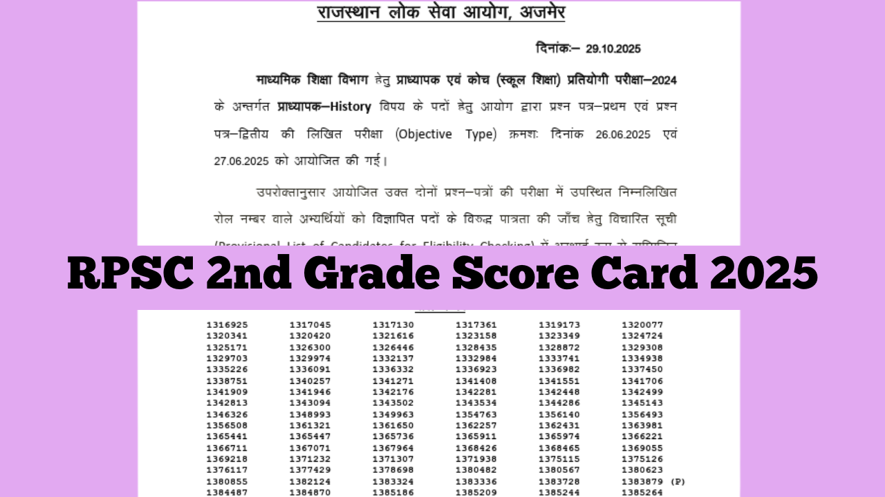 RPSC 2nd Grade Score Card 2025